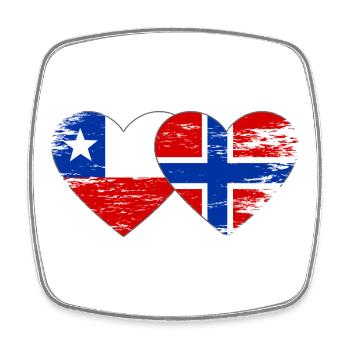 Chile Norwegen Flagge Herz used - Viereckiger Kühlschrankmagnet - Weiß - Vorne