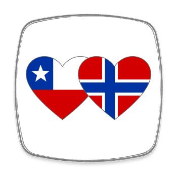 Chile Norwegen Flagge Herz - Viereckiger Kühlschrankmagnet - Weiß - Vorne