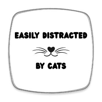 Moustache en cœur Motif Minimal de Chat - Magnet carré - blanc - Devant