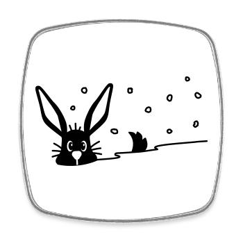Un lapin mignon dans la neige - Magnet carré - blanc - Devant