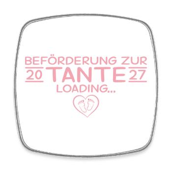 Befördert zur Tante 2027 – Babyparty Geschenk - Viereckiger Kühlschrankmagnet - Weiß - Vorne
