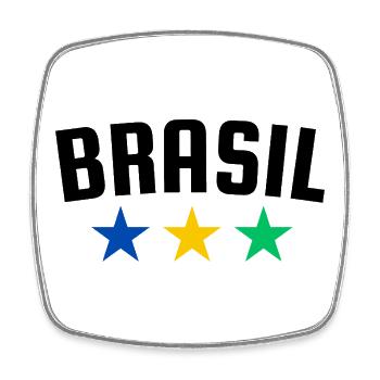 Brasilien 3 Sterne Design - Viereckiger Kühlschrankmagnet - Weiß - Vorne