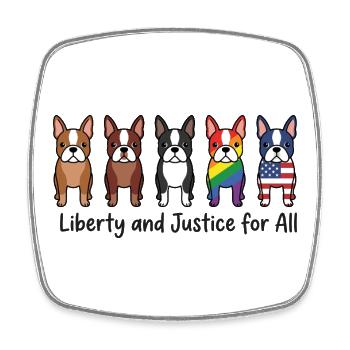 LGBTQ Pride Month With Liberty and Justice for All - Square fridge magnet - white - Front