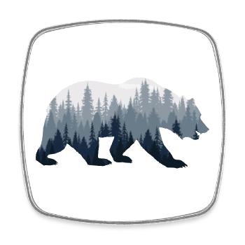 Ours de la nature de la forêt - Magnet carré - blanc - Devant