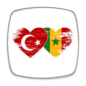 Türkei_Senegal_Flagge_Herz_used - Magnet carré - blanc - Devant