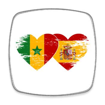 Senegal_Spanien_Flagge_Herz_used - Viereckiger Kühlschrankmagnet - Weiß - Vorne