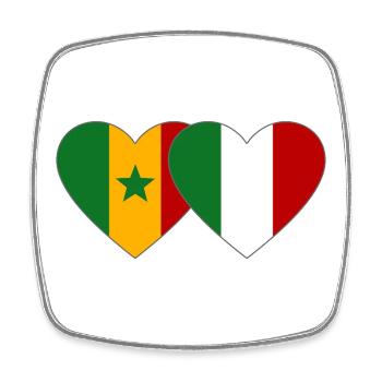 Senegal_Italien_Flagge_Herz - Magnet carré - blanc - Devant