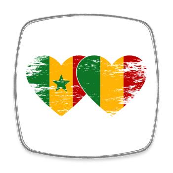Senegal_Mali_Flagge_Herz_used - Viereckiger Kühlschrankmagnet - Weiß - Vorne