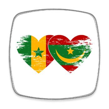 Senegal_Mauretanien_Flagge_Herz_used - Square fridge magnet - white - Front