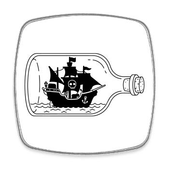 Piratenschiff in der Flasche - Viereckiger Kühlschrankmagnet - Weiß - Vorne