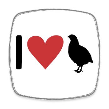 I Love Quail - Square fridge magnet - white - Front