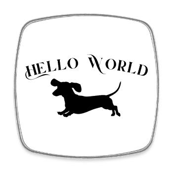 Hello World mit Dackel - Viereckiger Kühlschrankmagnet - Weiß - Vorne