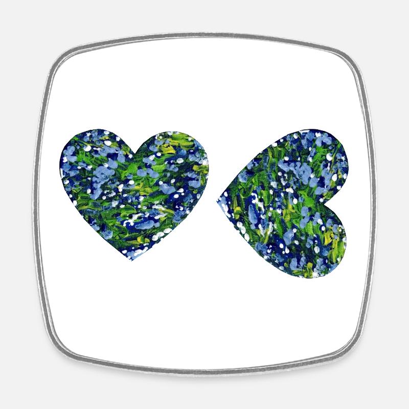 2 Heart Art - Square fridge magnet - white
