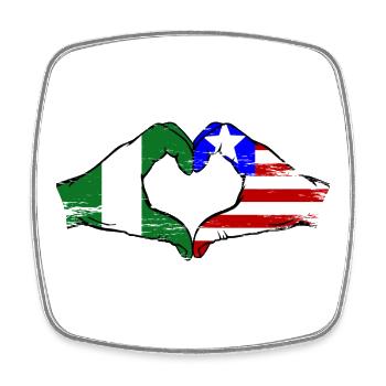 Nigeria_Liberia_Flagge_Haende_Herzform_used - Magnet carré - blanc - Devant