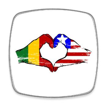 Mains du drapeau Mali du Libéria Mains de cœur utilisées - Magnet carré - blanc - Devant