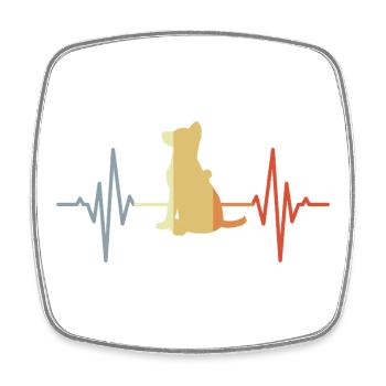 German Shepherd ECG Heartline - Square fridge magnet - white - Front