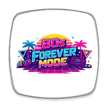 80er Forever Neon Retro - Viereckiger Kühlschrankmagnet - Weiß - Vorne