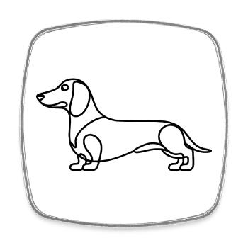 Dackel Lineart - Viereckiger Kühlschrankmagnet - Weiß - Vorne