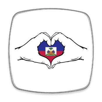 Haiti_Flagge_Hände_Herzform_used - Viereckiger Kühlschrankmagnet - Weiß - Vorne