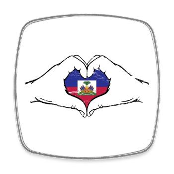 Haiti_Flagge_Hände_Herzform_used - Viereckiger Kühlschrankmagnet - Weiß - Vorne