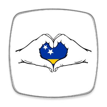 Curacao_Flagge_Hände_Herzform - Viereckiger Kühlschrankmagnet - Weiß - Vorne
