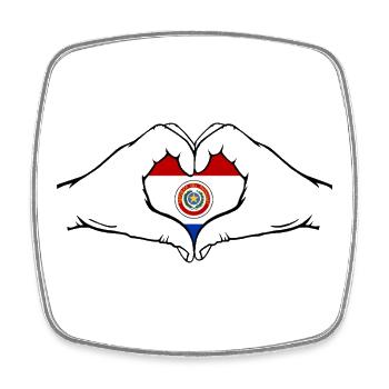 Paraguay_Flagge_Haende_Herzform - Magnet carré - blanc - Devant