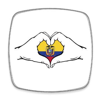 Ecuador_Flagge_Hände_Herzform - Magnet carré - blanc - Devant