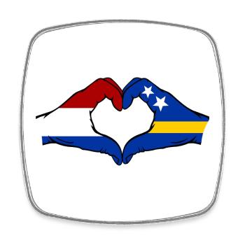 Holland Curacao Flagge Hände Herzform used - Viereckiger Kühlschrankmagnet - Weiß - Vorne