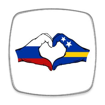 Russland_Curacao_Flagge_Hände_Herzform - Viereckiger Kühlschrankmagnet - Weiß - Vorne