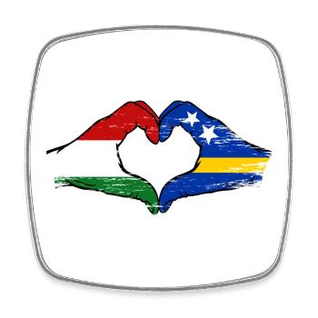 Ungarn Curaçao Flagge Hände Herzform used - Viereckiger Kühlschrankmagnet - Weiß - Vorne