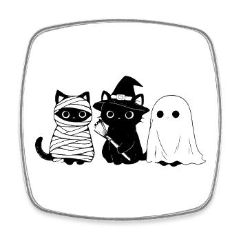 Lustige schwarze Katzen Halloween Mumie Hexe Geist - Viereckiger Kühlschrankmagnet - Weiß - Vorne