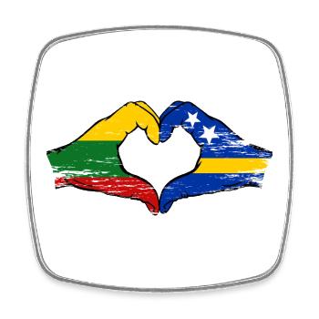 Mains du drapeau lituanien de Curaçao en forme de cœur utilisées - Magnet carré - blanc - Devant