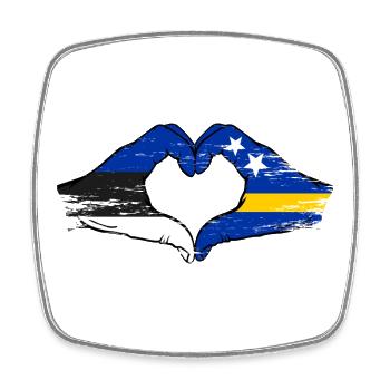 Estland Curacao Flagge Hände Herzform used - Viereckiger Kühlschrankmagnet - Weiß - Vorne