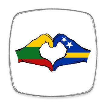 Lithuania Curacao Flag Hands Heart Shape - Square fridge magnet - white - Front