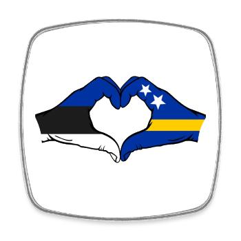 Estland Curacao Flagge Hände Herzform - Viereckiger Kühlschrankmagnet - Weiß - Vorne