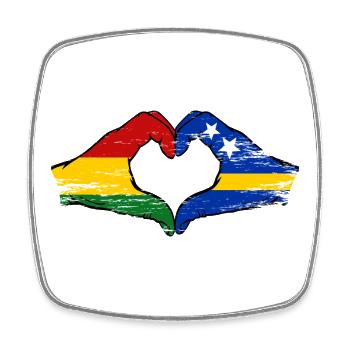 Bolivia Curacao flag hands heart shape used - Square fridge magnet - white - Front