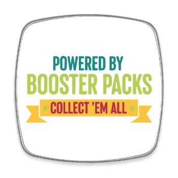 Powered By Booster Packs Collect Em All Card - Square fridge magnet - white - Front