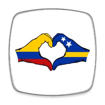 Colombia Curacao Flag Hands Heart Shape - Square fridge magnet - white - Front