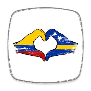 Colombia Curacao flag hands heart shape used - Square fridge magnet - white - Front