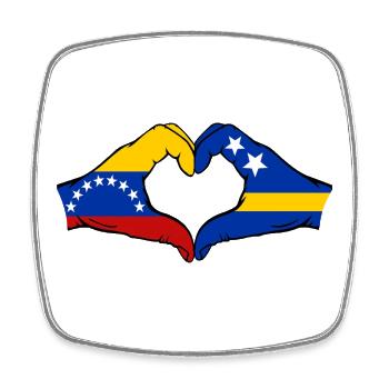 Venezuela Curacao Flagge Hände Herzform - Viereckiger Kühlschrankmagnet - Weiß - Vorne