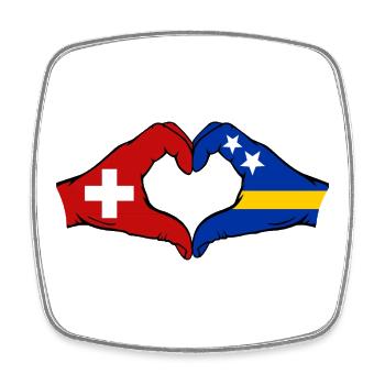 Schweiz Curacao Flagge Hände Herzform - Viereckiger Kühlschrankmagnet - Weiß - Vorne