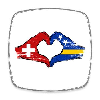 Suisse Drapeau de Curaçao Mains en forme de cœur utilisées - Magnet carré - blanc - Devant