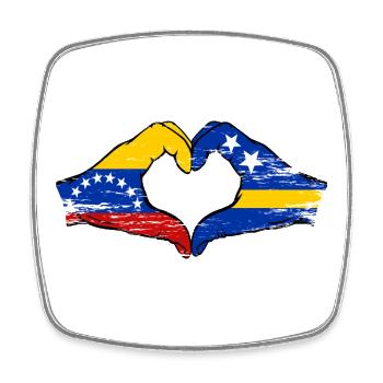 Mains du drapeau de Curaçao du Venezuela en forme de cœur utilisées - Magnet carré - blanc - Devant
