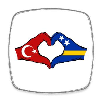 Türkei Curacao Flagge Hände Herzform - Viereckiger Kühlschrankmagnet - Weiß - Vorne