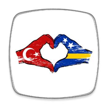 Mains du drapeau de Curaçao en forme de cœur de la Turquie utilisées - Magnet carré - blanc - Devant