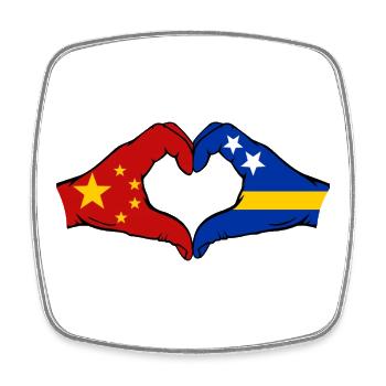 China Curacao Flagge Hände Herzform - Viereckiger Kühlschrankmagnet - Weiß - Vorne
