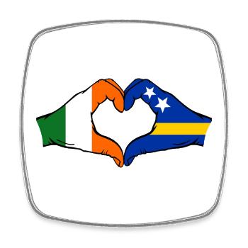 Ireland Curacao Flag Hands Heart Shape - Square fridge magnet - white - Front