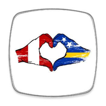 Mains du drapeau du Pérou de Curaçao en forme de cœur utilisées - Magnet carré - blanc - Devant