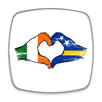 Irland Curacao Flagge Hände Herzform used - Viereckiger Kühlschrankmagnet - Weiß - Vorne