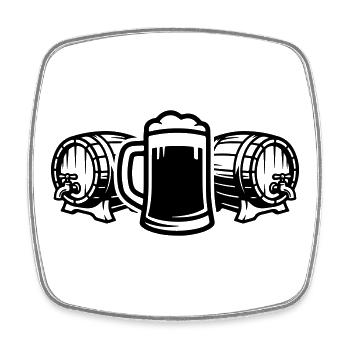 Bière symbole de fût de bière - Magnet carré - blanc - Devant